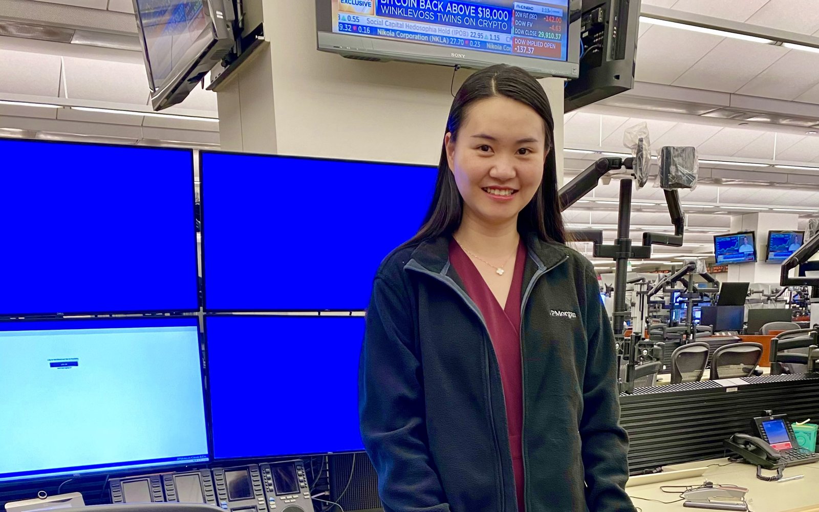 Anna on the J.P. Morgan trading floor